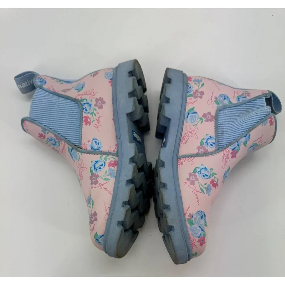 Disney X Native Kids Pink & Blue Floral Princess Rain Boots size 1